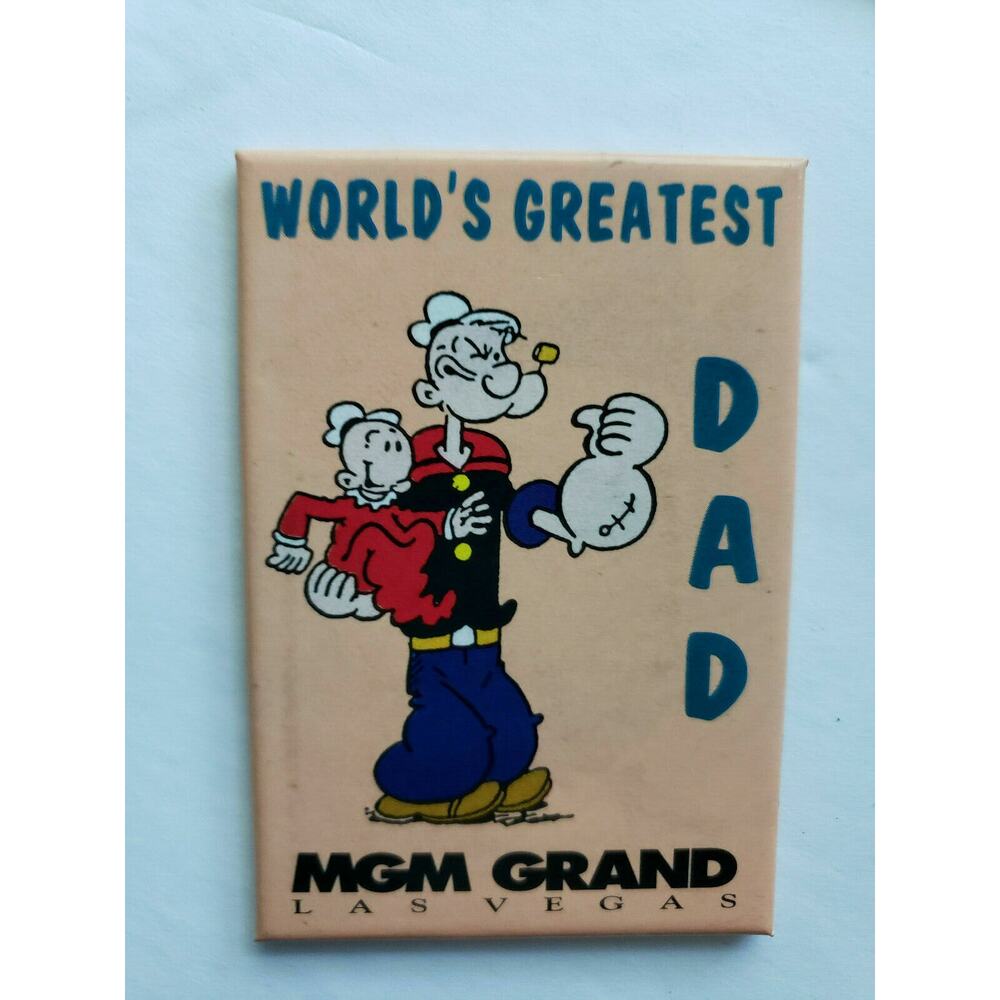 1997 MGM Grand Hotel Popeye World's‎ Greatest Dad Magnet Brand New U156